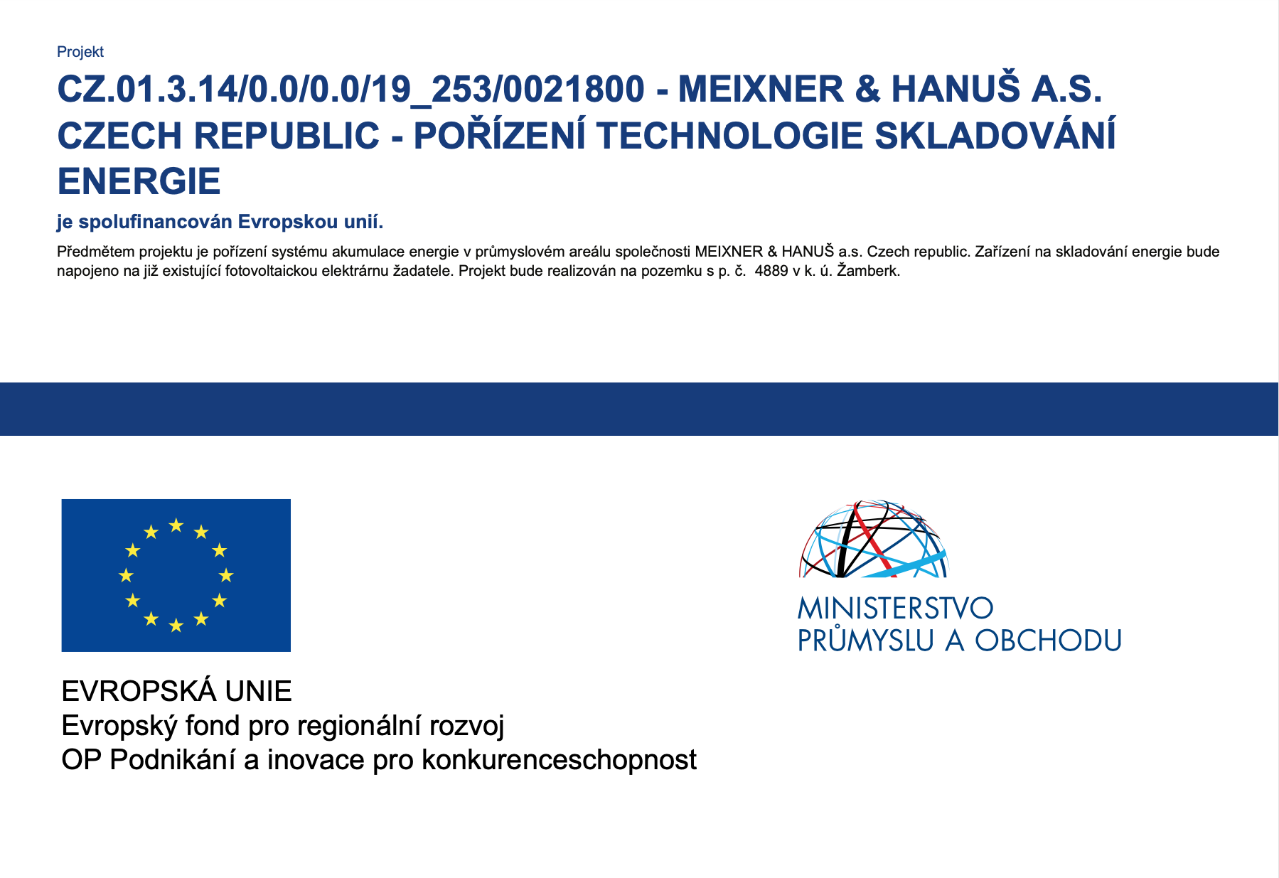 Informace o dotaci z fondů EU 1